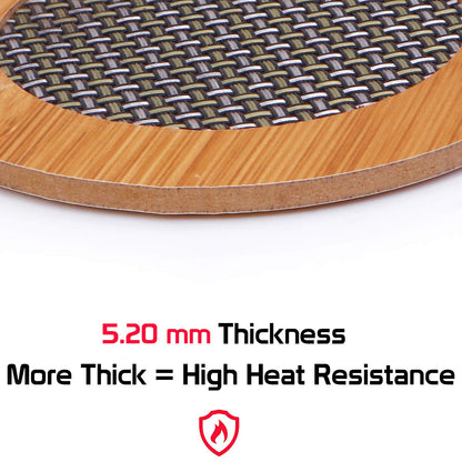HOKIPO Bamboo Wooden Coasters for Dining Table Heat Pad for Kitchen - Pack of 2/4/6
