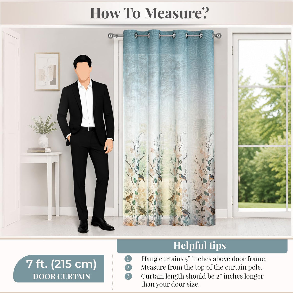 HOKIPO Petal Breeze Sheer Curtains, 7 Feet Long - Oceanic Grace - image 7