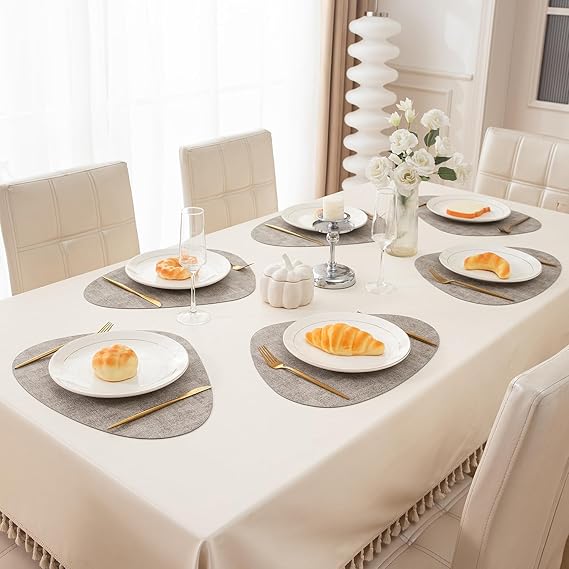 Premium Faux Leather Dining Table Mats, Light Brown