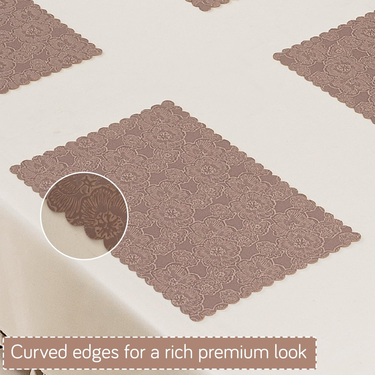 Florista Blush Royal Luxe Faux Leather Mats for Dining Table - Mauve Pink