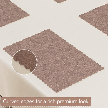 Florista Blush Royal Luxe Faux Leather Mats for Dining Table - Mauve Pink