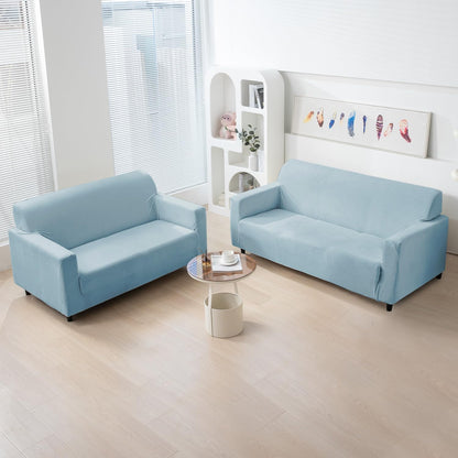 Elastic Stretchable Premium Velvet Sofa Cover, Sky Blue