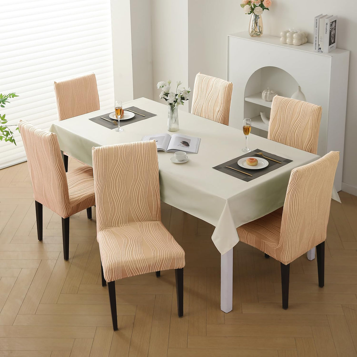 Nestiva Series Stretchable Knitting Jacquard Chair Cover - Blush Beige