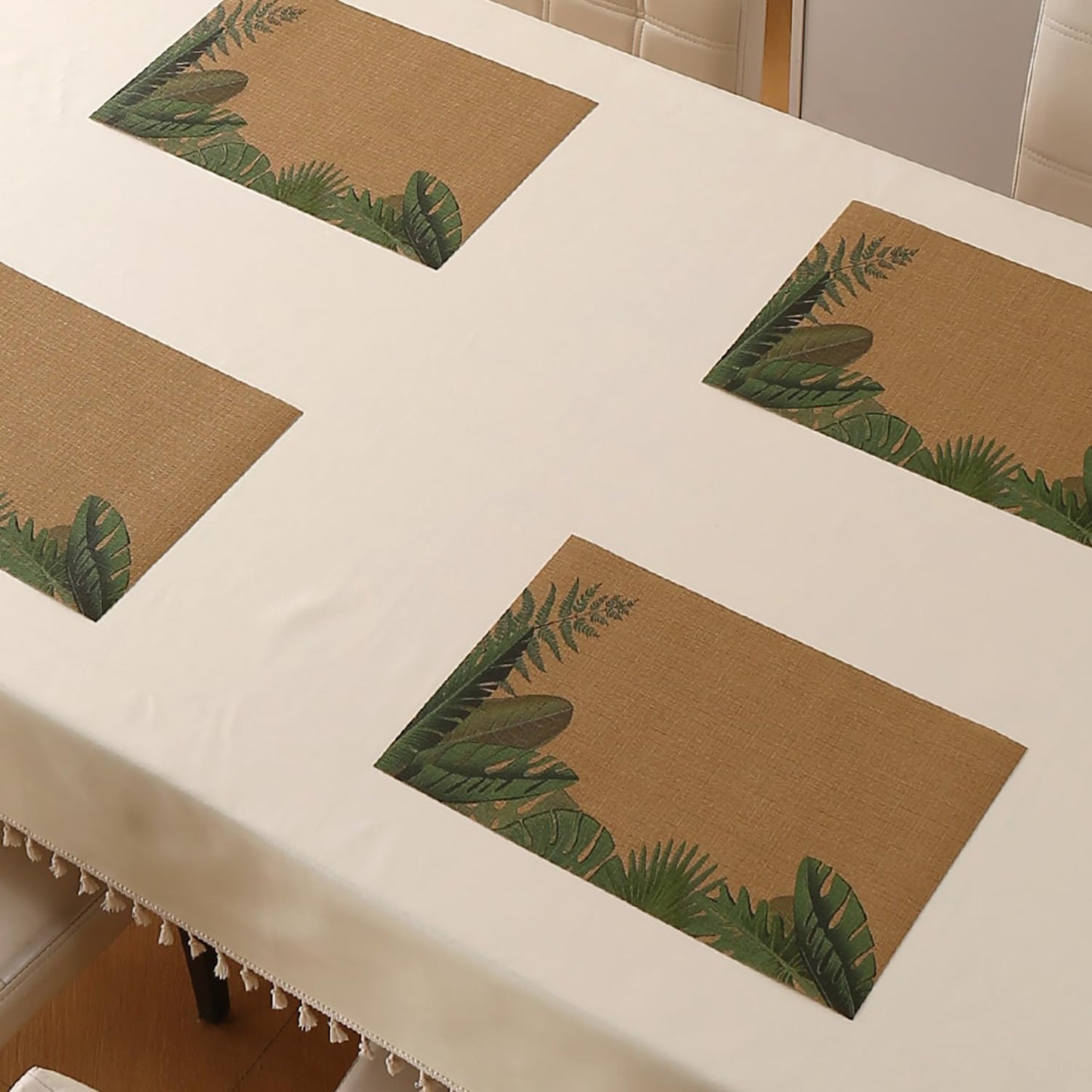 Botanical Tropic PVC Mats for Dining Table - Bird of Paradise Leaves