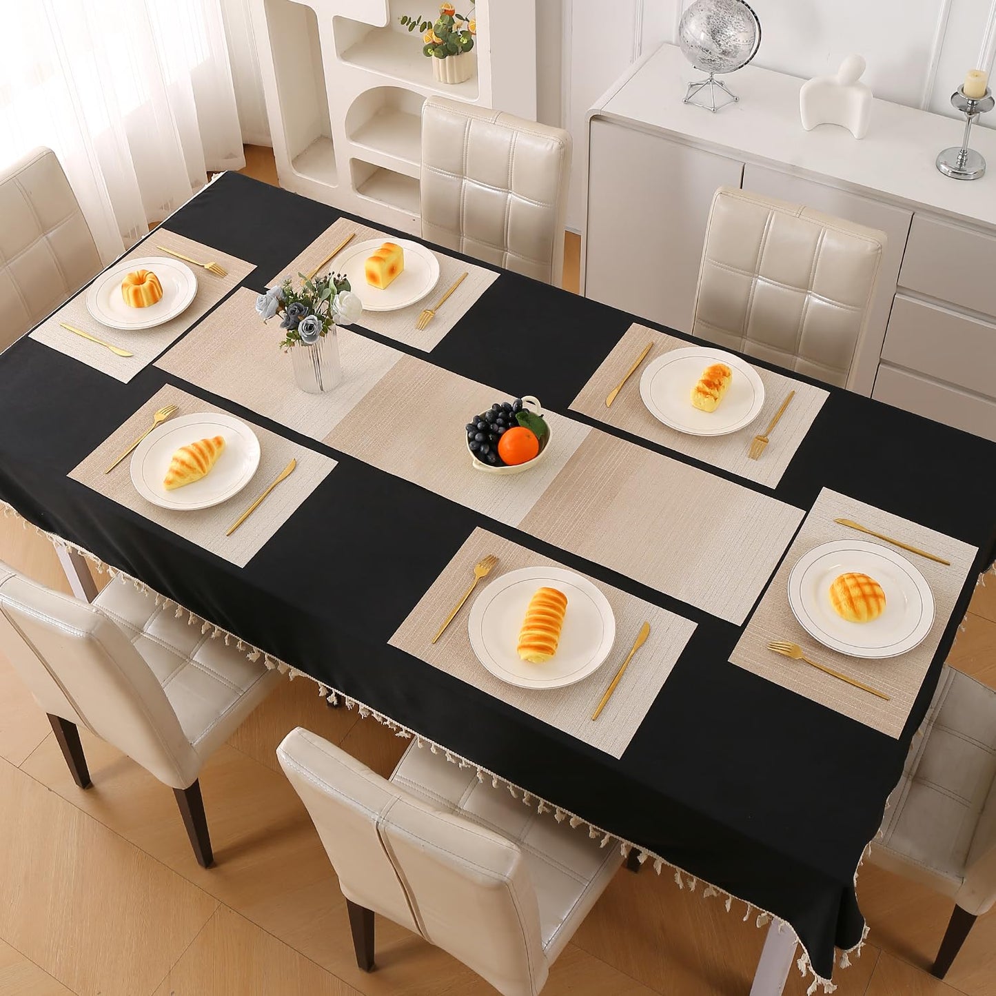 GradientHue PVC Mats for Dining Table - Sand Oasis