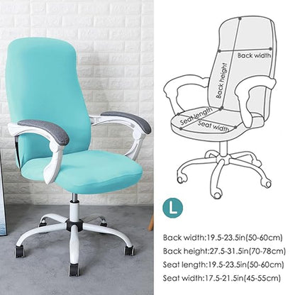 HOKIPO 140gsm Stretchable Office Chair Cover, Sky Blue - Medium / Large