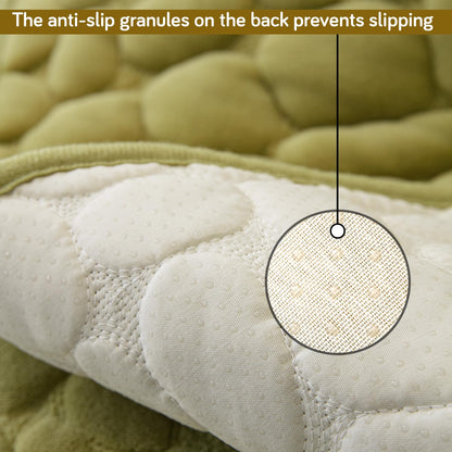 Premium Pebble Milk Velvet Anti Slip Sofa Mats, Pristine Green