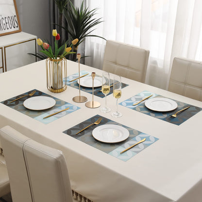 PVC Dining Table Mats, Geometric Blue