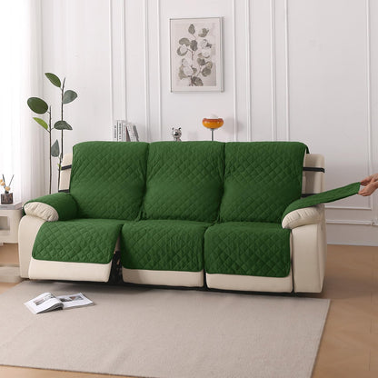 UrbanQuilt Recliner Sofa Slipcover Mat with Dual Belt for 1/2/3 Seater - Forest Green