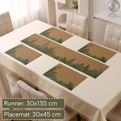 Botanical Tropic PVC Mats for Dining Table - Bird of Paradise Leaves