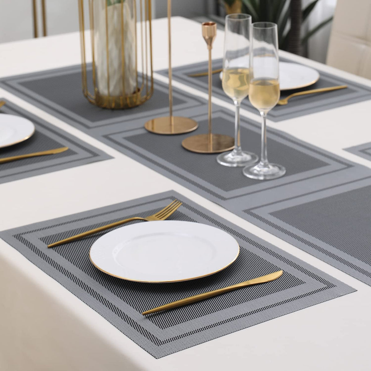 PVC Dining Table Mats, Grey
