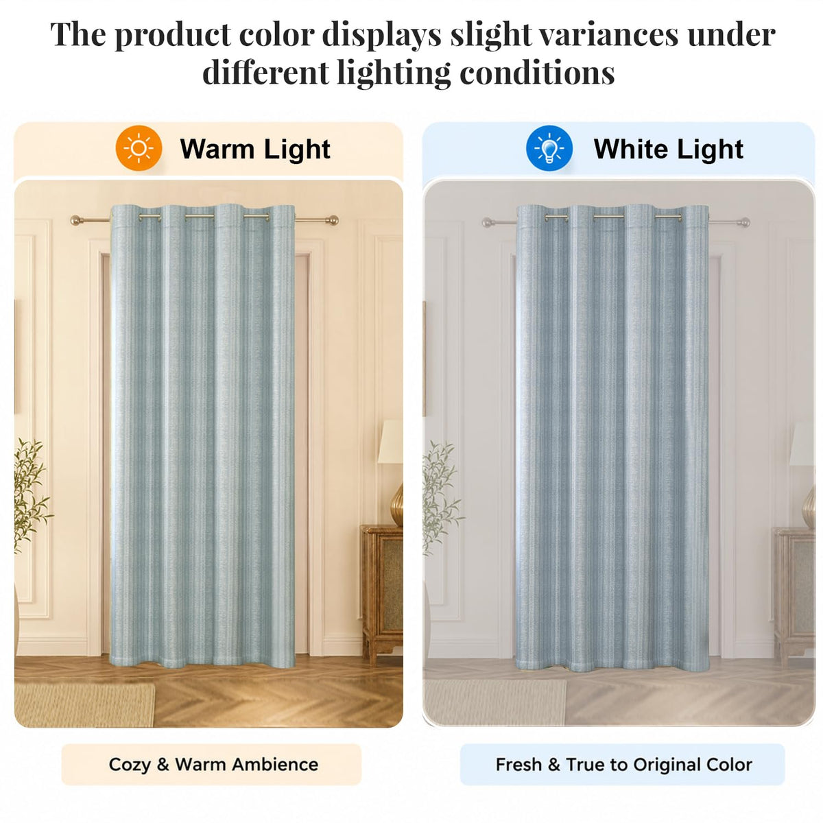 HOKIPO Royal Blend Eyelet Curtains, 7 Feet Long - Steel Blue - image 6