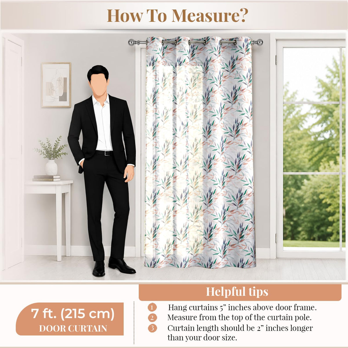 HOKIPO Petals & Poetry Sheer Curtains, 7 Feet Long - Willow Breeze - image 7