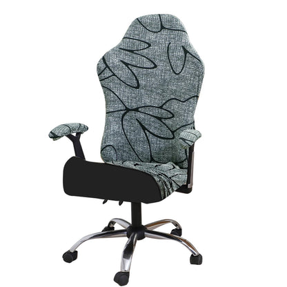 HOKIPO Gaming Chair Seat Cover Elastic Computer Rotating Chair, Intense Grey Abstract Floral