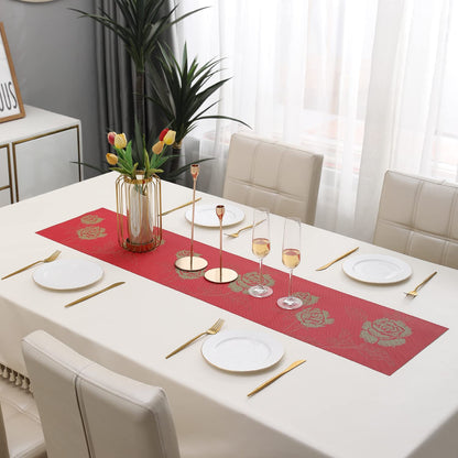 PVC Table Runner Dinner and Coffee Table, 30x135 cm, Crimson red