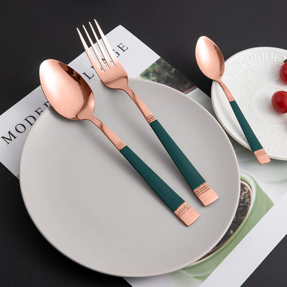 Cutlery Set of 18 / 24 Pcs Stainless Steel Flatware Set, Mirror Finish - Rose Gold