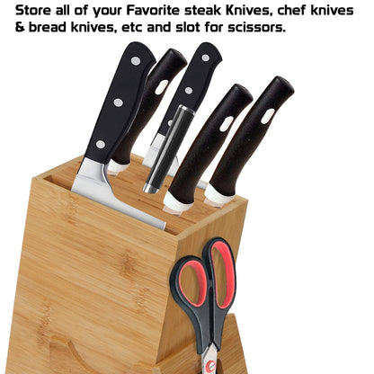 Wooden Knife Holder for Kitchen, Knives Holder Stand with 5 Slots.