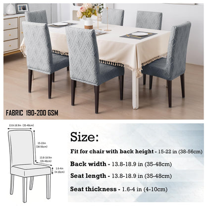Chair Cover Set of 1/2/4/6, 190 GSM Jacquard, Light Grey