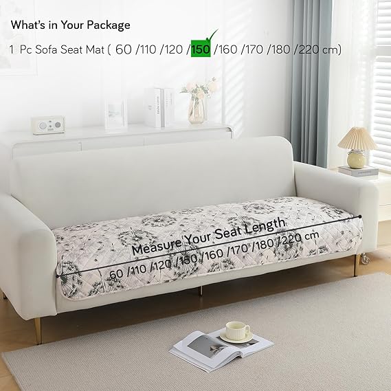 HOKIPO Quilted, Waterproof and Anti-Slip Sofa Cover Mat, Dandelion Anchor Grey