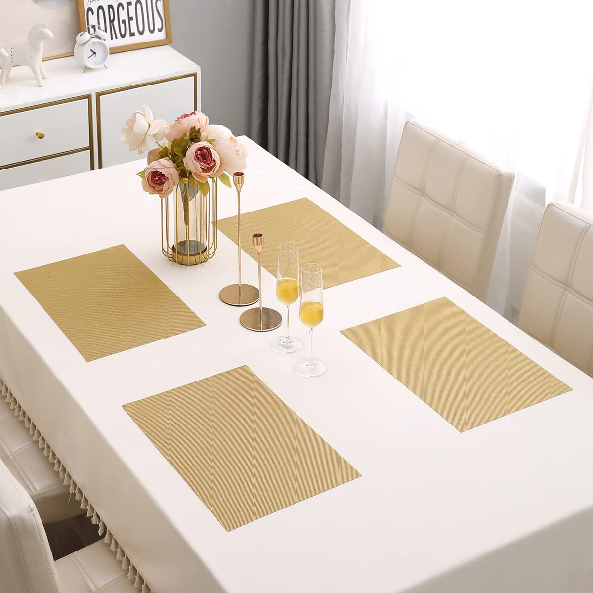 PVC Dining Table Mats, Golden
