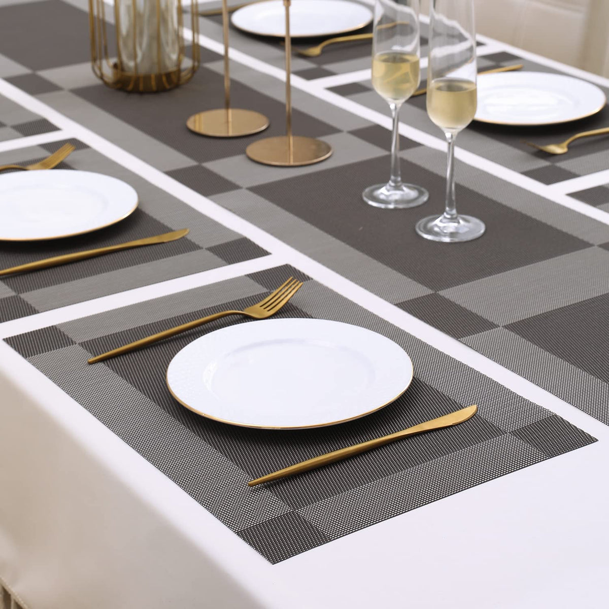 PVC Dining Table Mats, Dark Grey