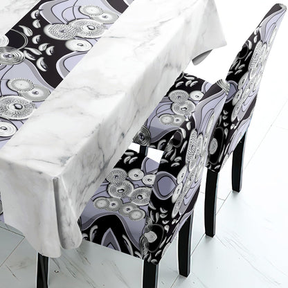 Black Printed Dining Set Cover | 4/6 Seater