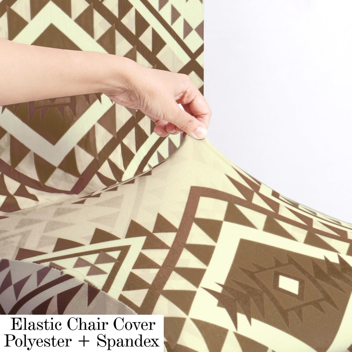 Polyester Dining Chair Covers Set of 4/6 with Matching Tablecloth, Rhombus Moss Brown