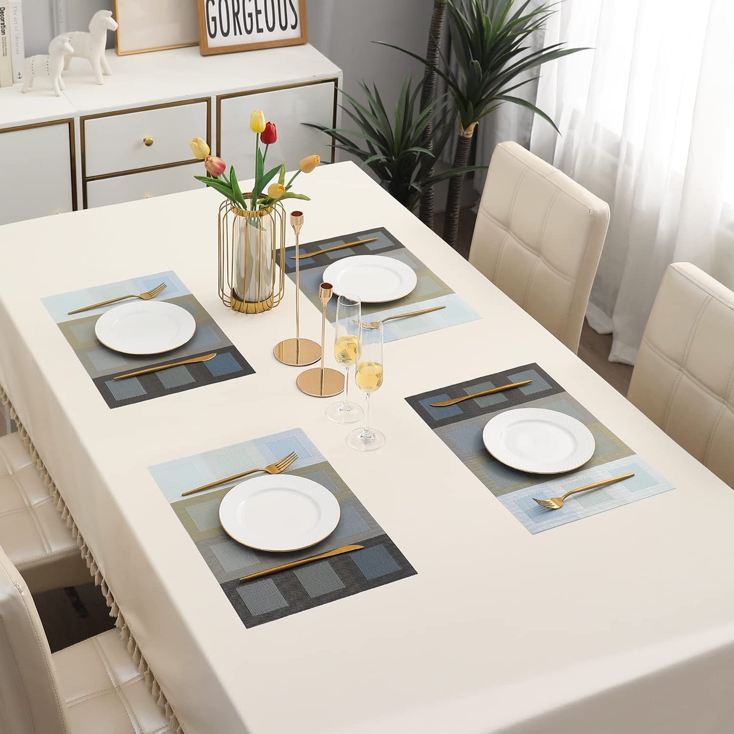 PVC Dining Table Mats, Gradient Blue