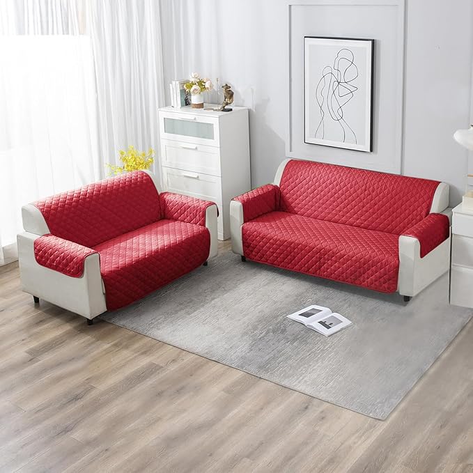 Scarlet Red quilted 3+2 seater sofa set