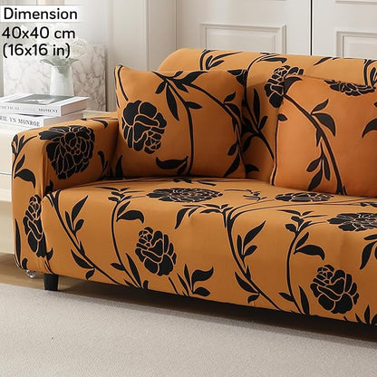 Waterproof & Quick-Dry Quilted Sofa Cover with Pockets on Armrest and Cushion Cover, Copper Brown Floral