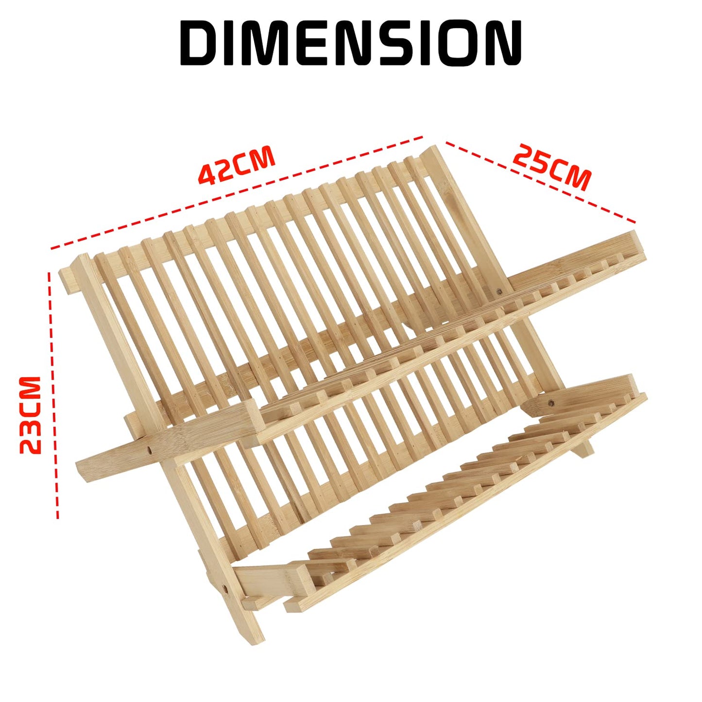 Wooden Folding 2-Tier Bamboo Plate Stands, 42 x 25 x 23 cm