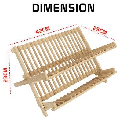 Wooden Folding 2-Tier Bamboo Plate Stands, 42 x 25 x 23 cm