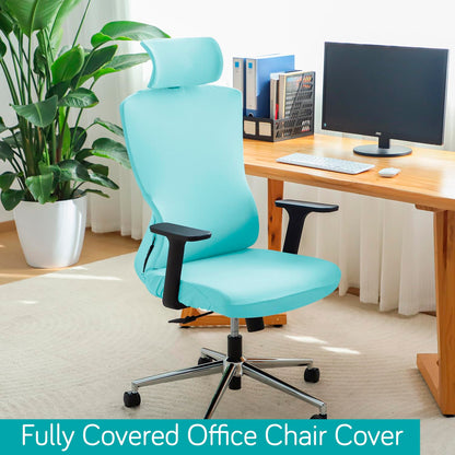 Office Chair Cover with Headrest and Stretchable Chair Seat Covers,Sky Blue