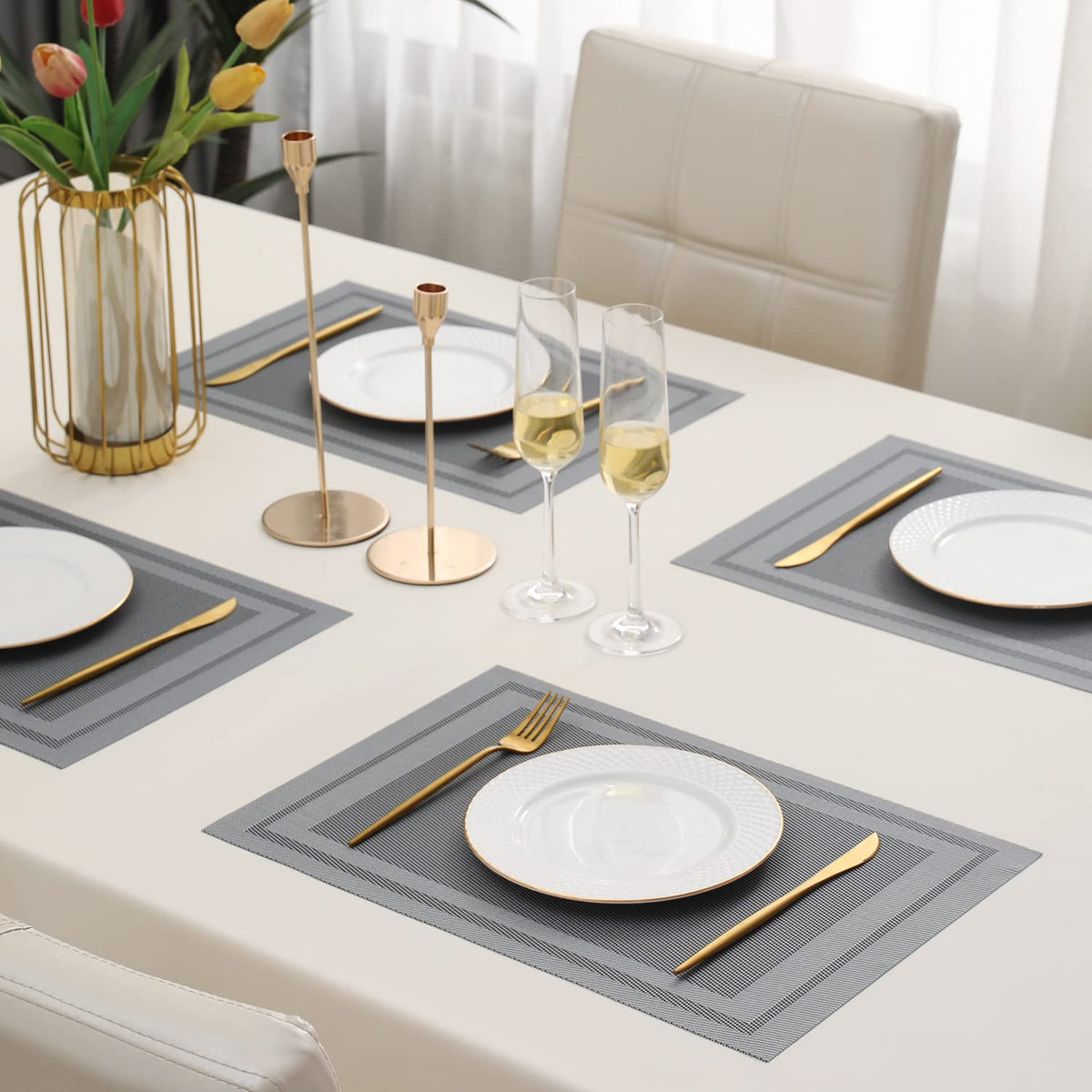 PVC Dining Table Mats, Grey