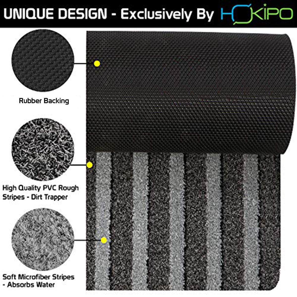 Rubber Back Rectangular Door Mats For Entrance Big Size, 48X78 Cm, Grey