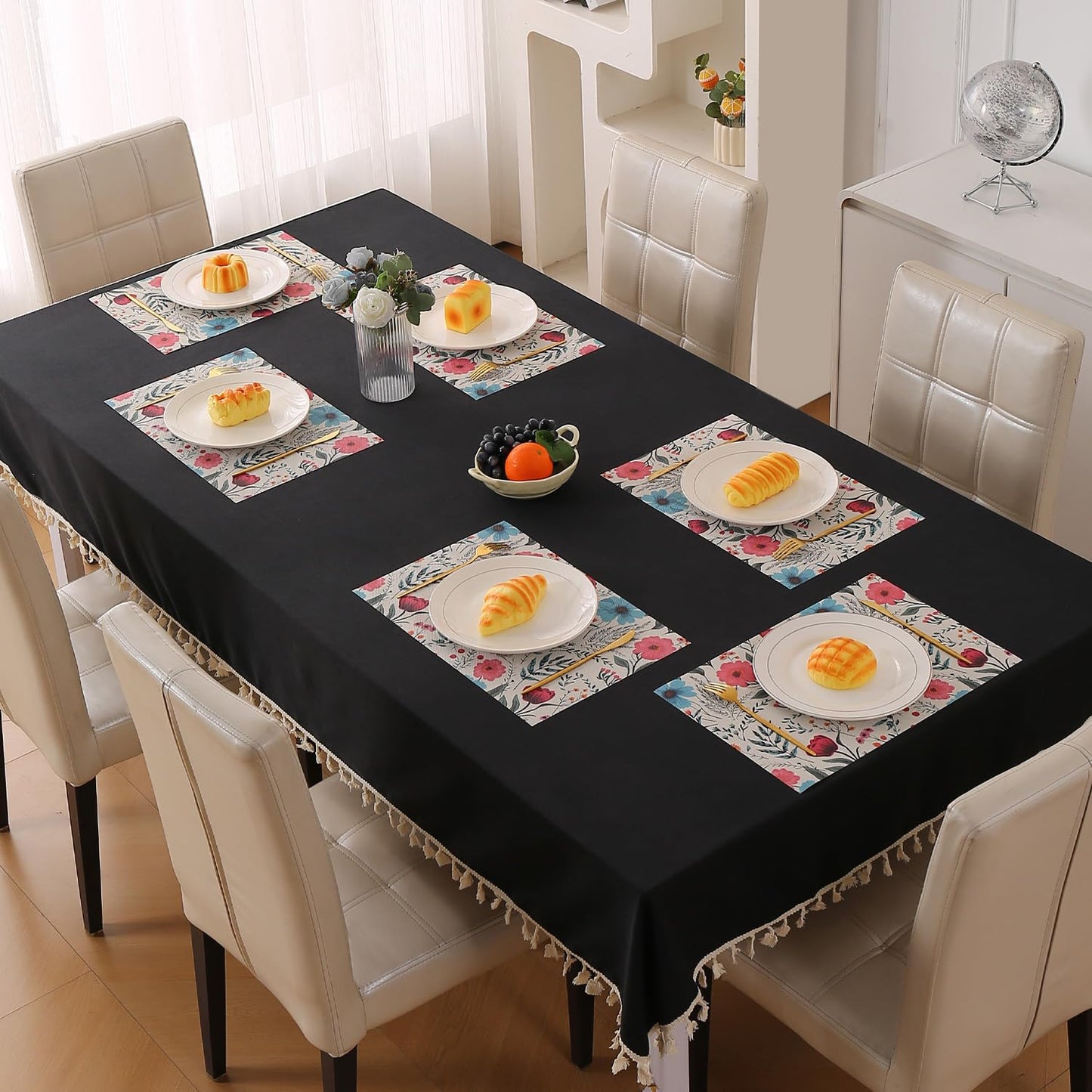 Artistic Flora PVC Washable Mats for Dining Table - Cosmos