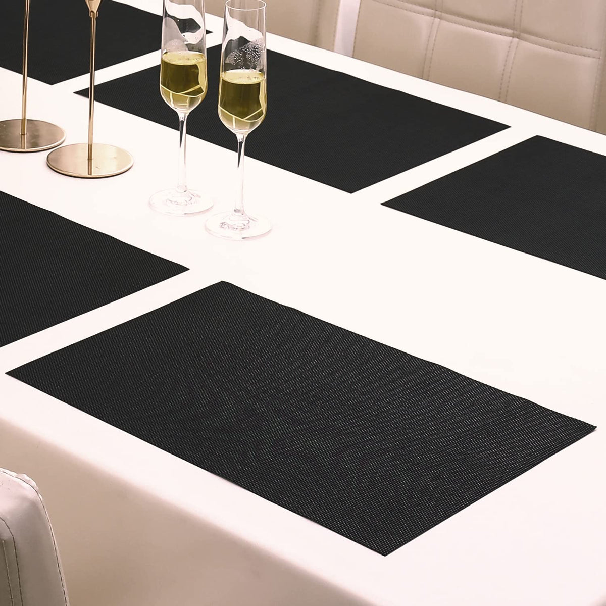 PVC Dining Table Mats, Jet Black