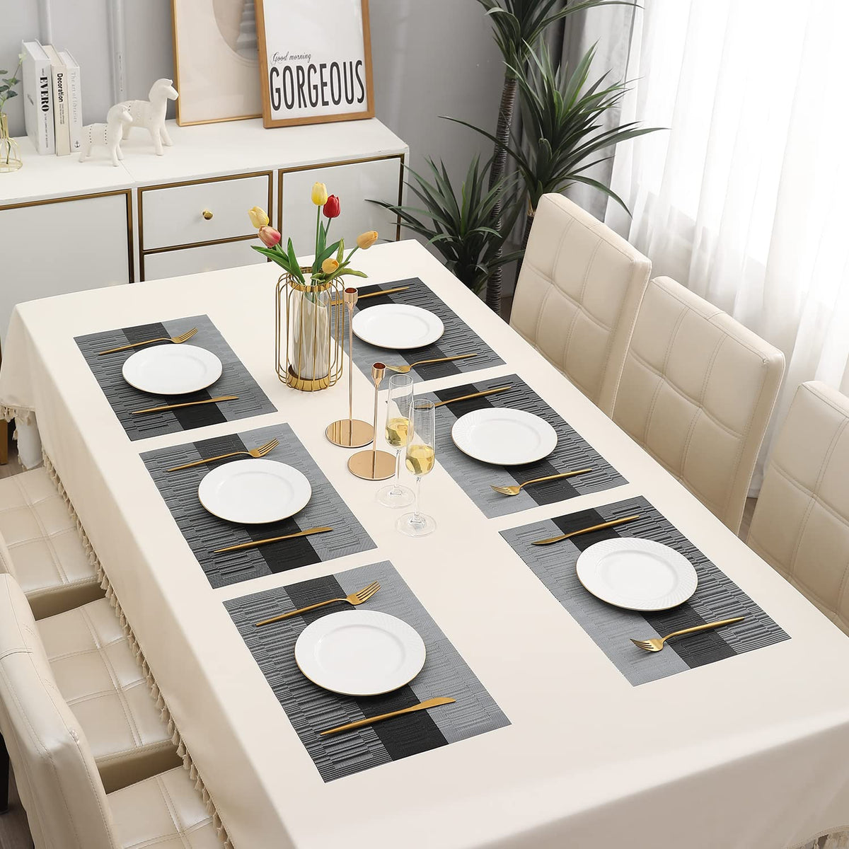 PVC Dining Table Mats, Grey