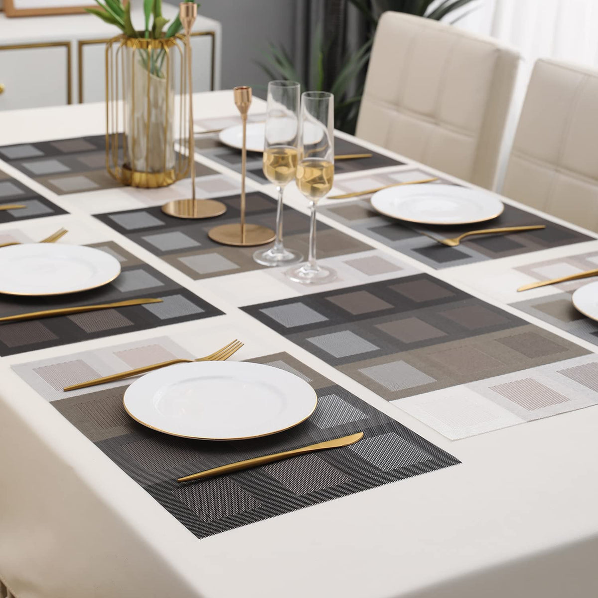 PVC Dining Table Mats, Gradient Brown
