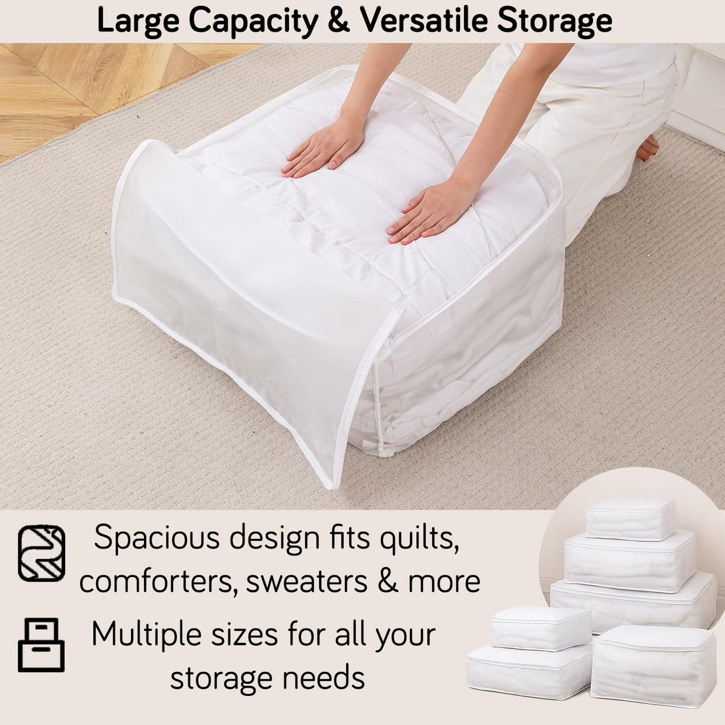 Foldable Clothes Organiser for Wardrobe and Closet Storage Bag - White