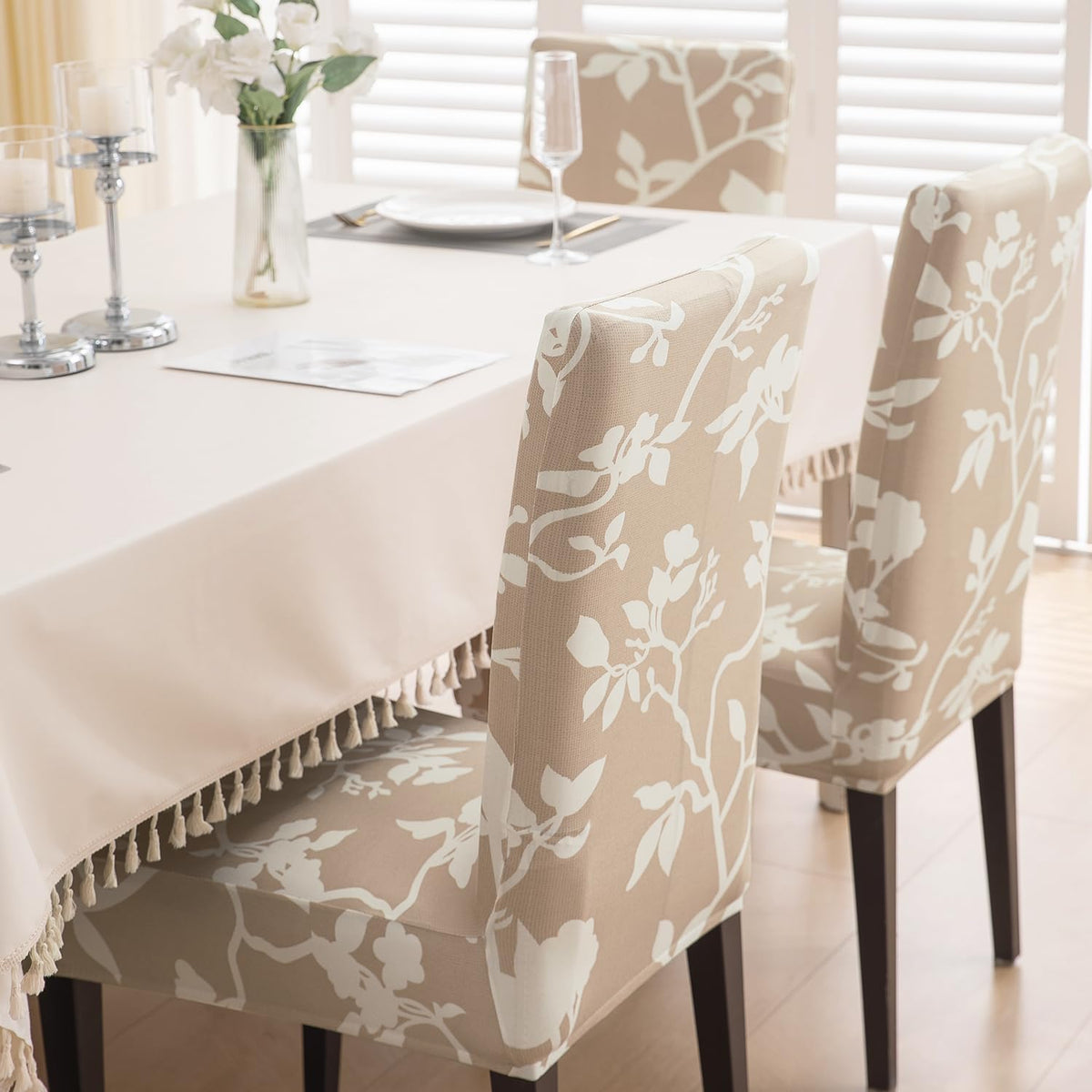 Buff Brown Sillehoute Floral Print stylish chair cover