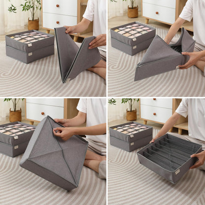 Undergarment Organizer Storage Box for Drawers Panty Socks Tie Lingerie Organizer for Wardrobe, 7/16/24 Grid, Grey