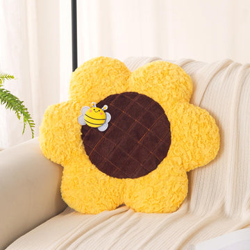 HOKIPO Sunflower Bee Cushion for Sofa & Bed, 50 cm, Yellow