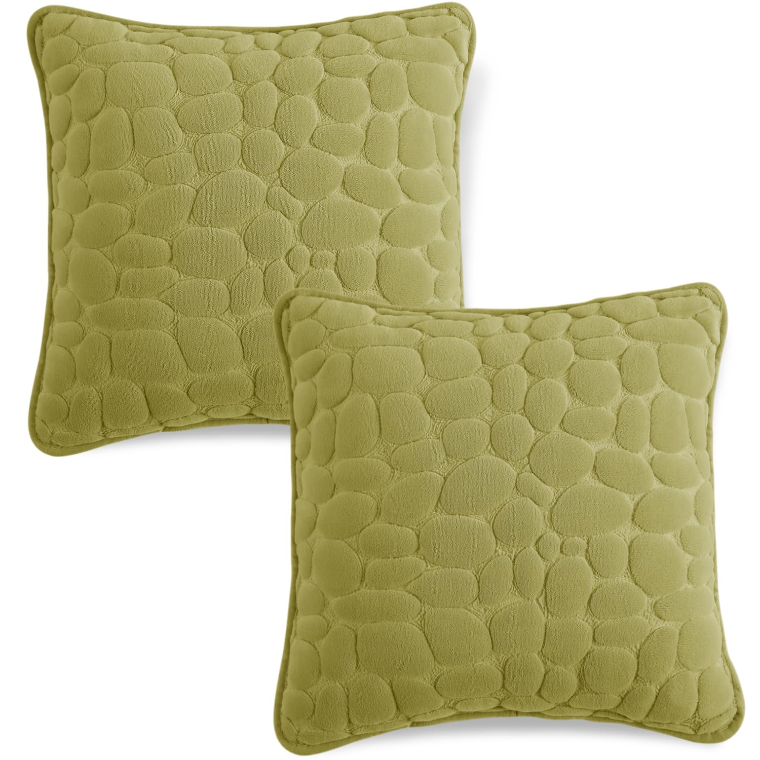 Buy Cute Pristine Green colour Zippered Pebble Texture Milk Velvet Pillow Covers