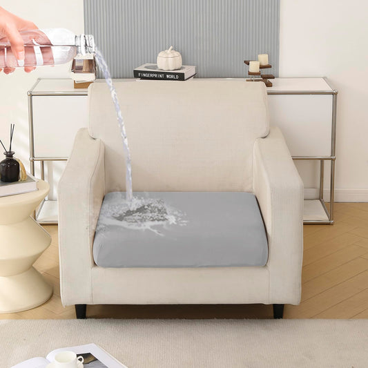 100% Waterproof Stretchable Seat Couch Cushion Cover for 1/2/3 Seater, Light Grey