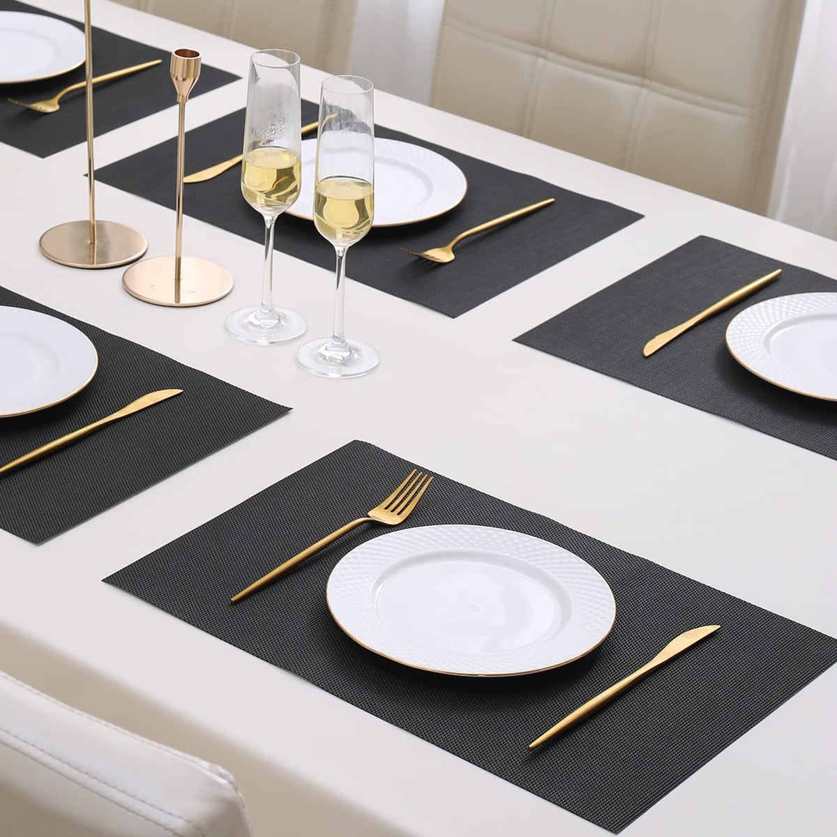 PVC Dining Table Mats, Jet Black