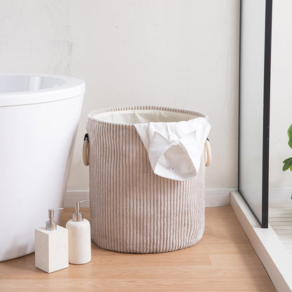 Folding Laundry Bag for Clothes Hamper, Collapsible Storage Basket, 43 x 35 x 35 cm Cream