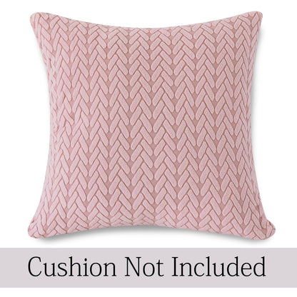 Pink Colour Grid Texture Jacquard Pillow Covers | 18x18 Inch