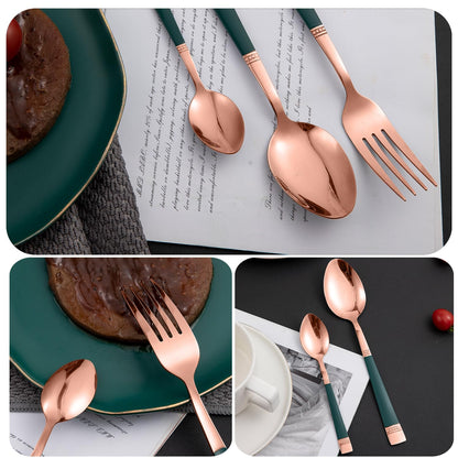 Cutlery Set of 18 / 24 Pcs Stainless Steel Flatware Set, Mirror Finish - Rose Gold