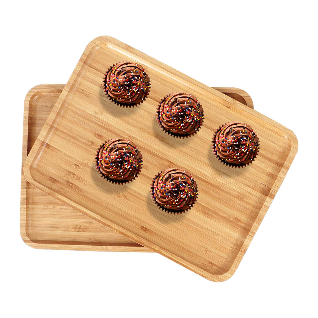 Buy Rectangular Bamboo Serving Tray for Snacks & Food |  Set of 2 